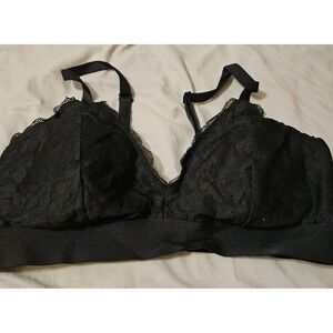 PINK Victoria's Secret Black Floral Medium DD  Lace Triangle Bralette Bra VS
